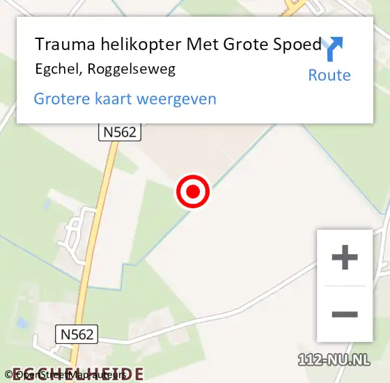 Locatie op kaart van de 112 melding: Trauma helikopter Met Grote Spoed Naar Egchel, Roggelseweg op 31 oktober 2021 22:36