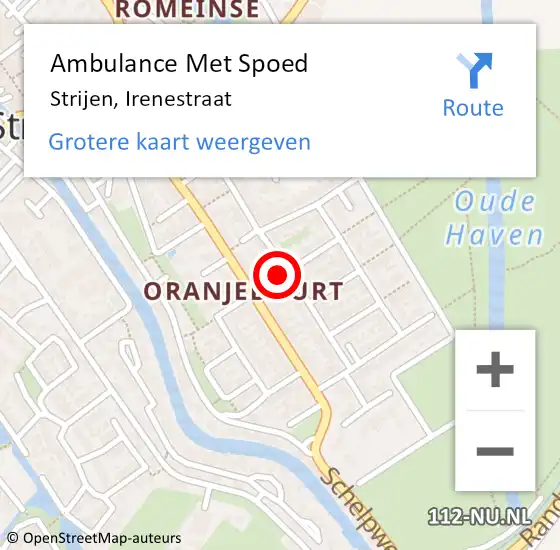 Locatie op kaart van de 112 melding: Ambulance Met Spoed Naar Strijen, Irenestraat op 1 november 2021 04:31