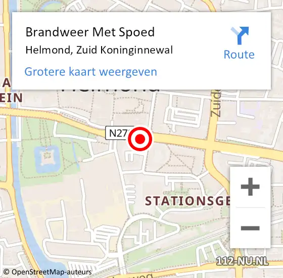 Locatie op kaart van de 112 melding: Brandweer Met Spoed Naar Helmond, Zuid Koninginnewal op 1 november 2021 08:23