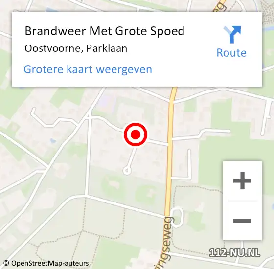 Locatie op kaart van de 112 melding: Brandweer Met Grote Spoed Naar Oostvoorne, Parklaan op 1 november 2021 09:10