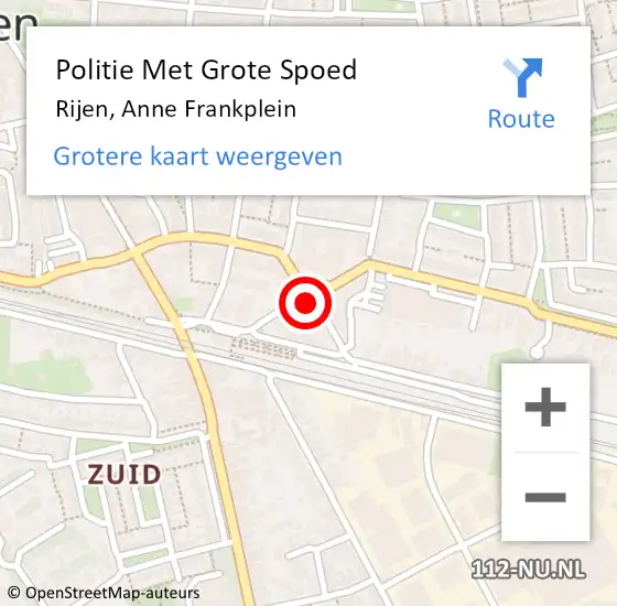 Locatie op kaart van de 112 melding: Politie Met Grote Spoed Naar Rijen, Anne Frankplein op 1 november 2021 10:10