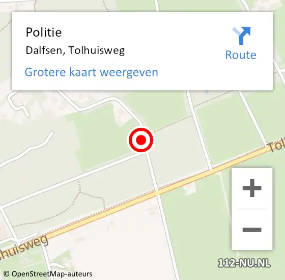 Locatie op kaart van de 112 melding: Politie Dalfsen, Tolhuisweg op 1 november 2021 12:33