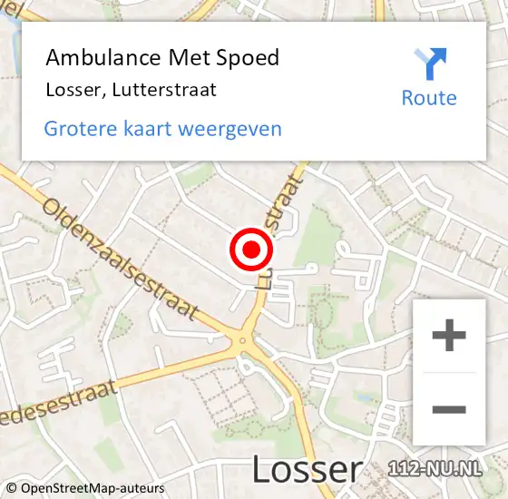 Locatie op kaart van de 112 melding: Ambulance Met Spoed Naar Losser, Lutterstraat op 1 november 2021 15:26