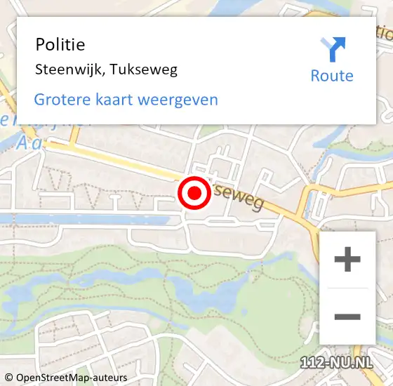 Locatie op kaart van de 112 melding: Politie Steenwijk, Tukseweg op 1 november 2021 20:04