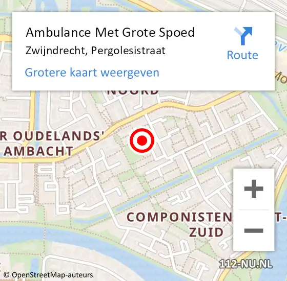 Locatie op kaart van de 112 melding: Ambulance Met Grote Spoed Naar Zwijndrecht, Pergolesistraat op 1 november 2021 21:53