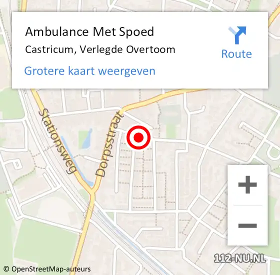 Locatie op kaart van de 112 melding: Ambulance Met Spoed Naar Castricum, Verlegde Overtoom op 2 november 2021 01:35