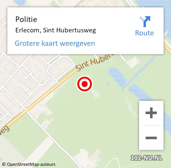 Locatie op kaart van de 112 melding: Politie Erlecom, Sint Hubertusweg op 2 november 2021 07:37