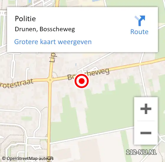 Locatie op kaart van de 112 melding: Politie Drunen, Bosscheweg op 2 november 2021 07:55