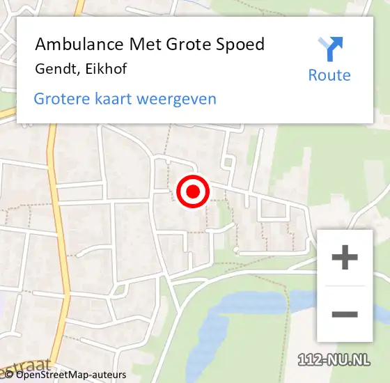 Locatie op kaart van de 112 melding: Ambulance Met Grote Spoed Naar Gendt, Eikhof op 2 november 2021 08:35