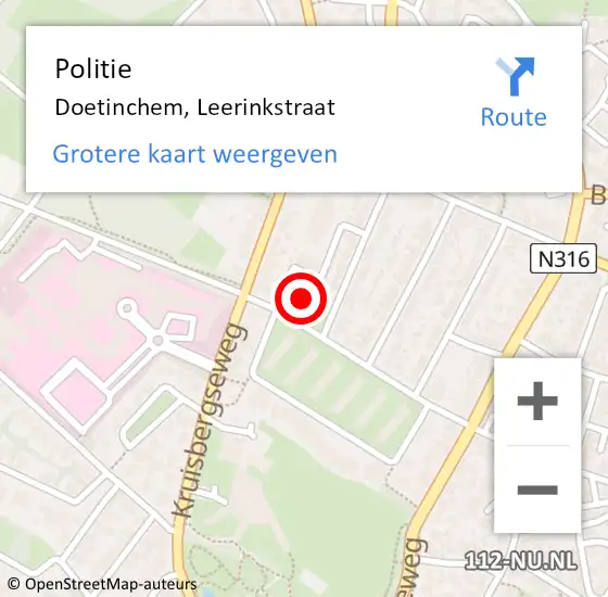Locatie op kaart van de 112 melding: Politie Doetinchem, Leerinkstraat op 2 november 2021 08:43