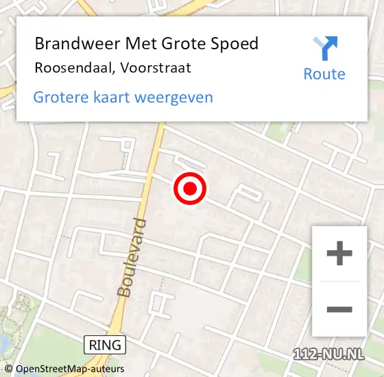 Locatie op kaart van de 112 melding: Brandweer Met Grote Spoed Naar Roosendaal, Voorstraat op 2 november 2021 09:14