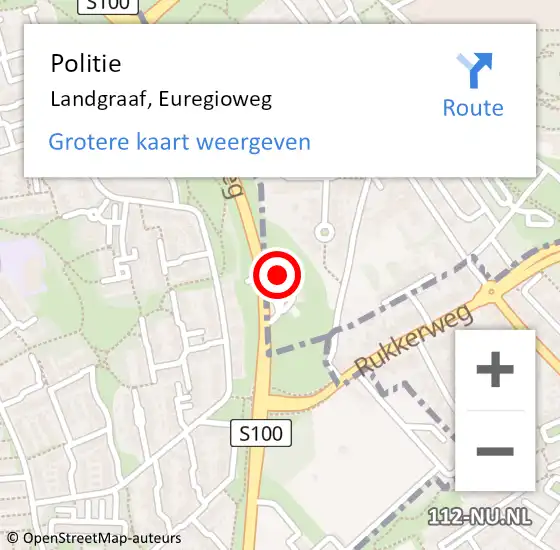 Locatie op kaart van de 112 melding: Politie Landgraaf, Euregioweg op 2 november 2021 11:03