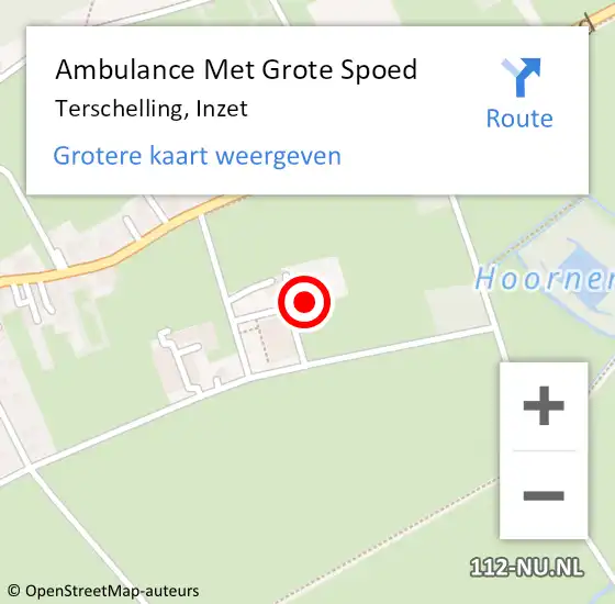 Locatie op kaart van de 112 melding: Ambulance Met Grote Spoed Naar Terschelling, Inzet op 27 juni 2014 23:07