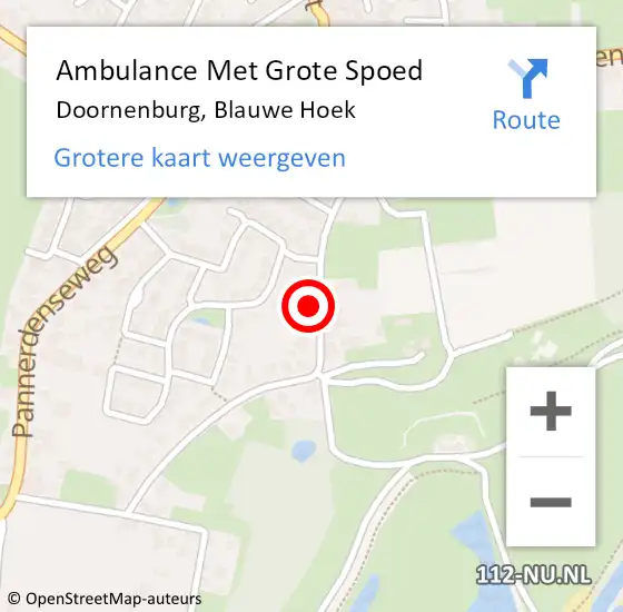 Locatie op kaart van de 112 melding: Ambulance Met Grote Spoed Naar Doornenburg, Blauwe Hoek op 2 november 2021 13:50