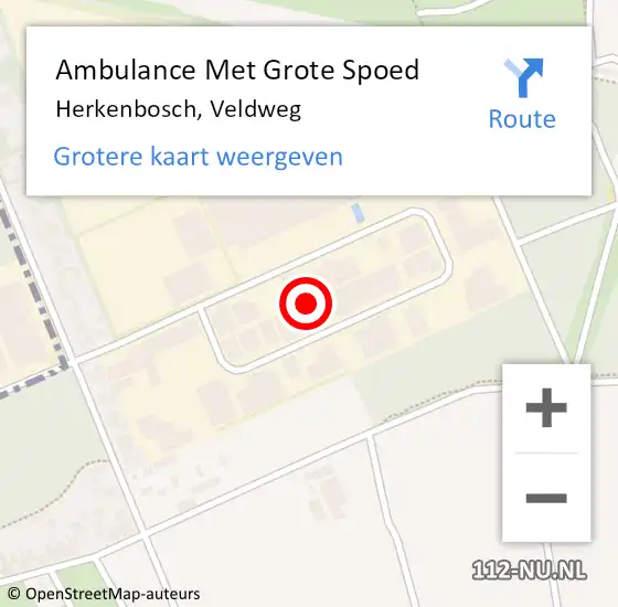 Locatie op kaart van de 112 melding: Ambulance Met Grote Spoed Naar Herkenbosch, Veldweg op 2 november 2021 14:26