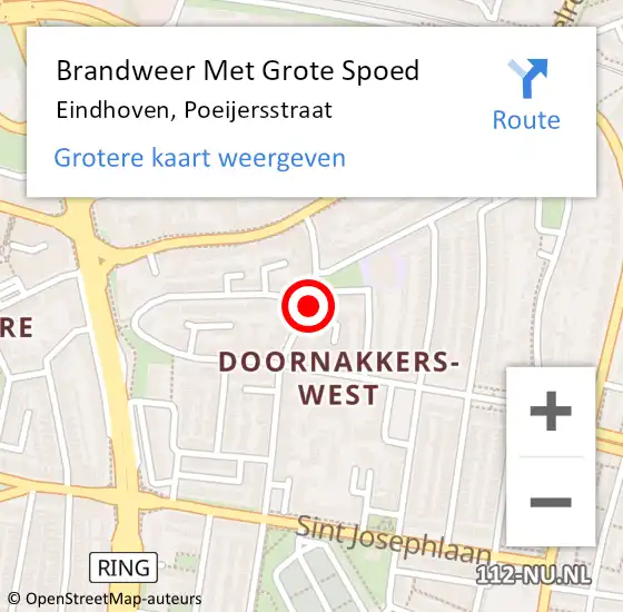 Locatie op kaart van de 112 melding: Brandweer Met Grote Spoed Naar Eindhoven, Poeijersstraat op 2 november 2021 14:30