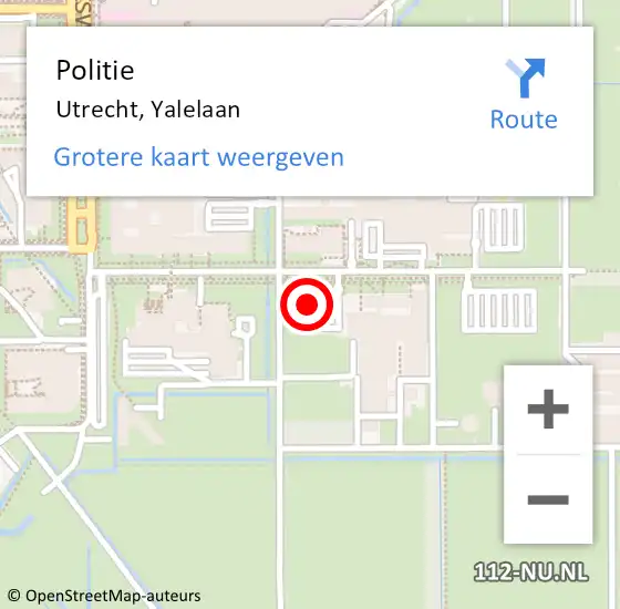 Locatie op kaart van de 112 melding: Politie Utrecht, Yalelaan op 2 november 2021 14:44