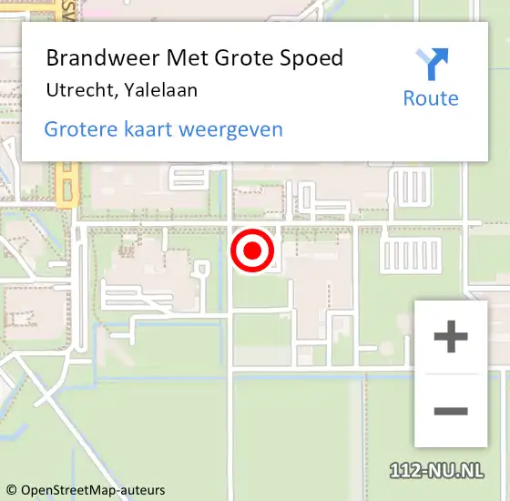 Locatie op kaart van de 112 melding: Brandweer Met Grote Spoed Naar Utrecht, Yalelaan op 2 november 2021 14:45