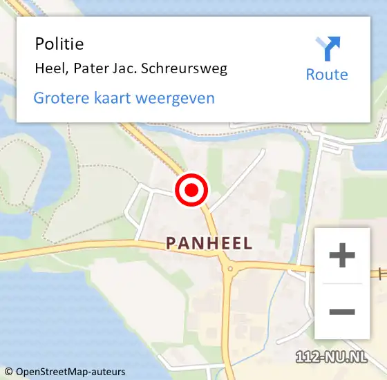 Locatie op kaart van de 112 melding: Politie Heel, Pater Jac. Schreursweg op 2 november 2021 16:08