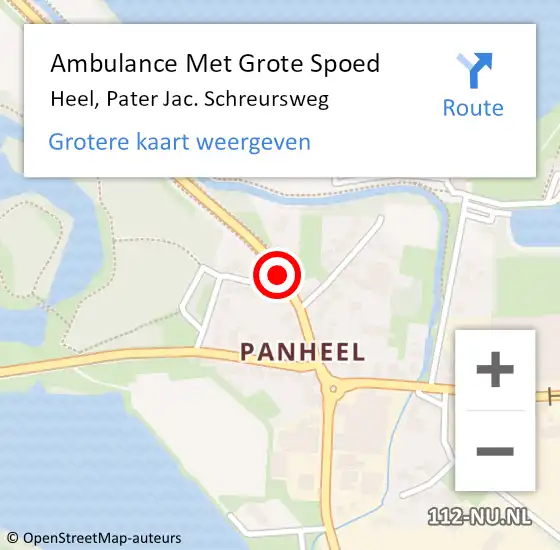 Locatie op kaart van de 112 melding: Ambulance Met Grote Spoed Naar Heel, Pater Jac. Schreursweg op 2 november 2021 16:10
