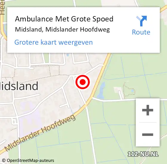 Locatie op kaart van de 112 melding: Ambulance Met Grote Spoed Naar Midsland, Midslander Hoofdweg op 2 november 2021 17:45