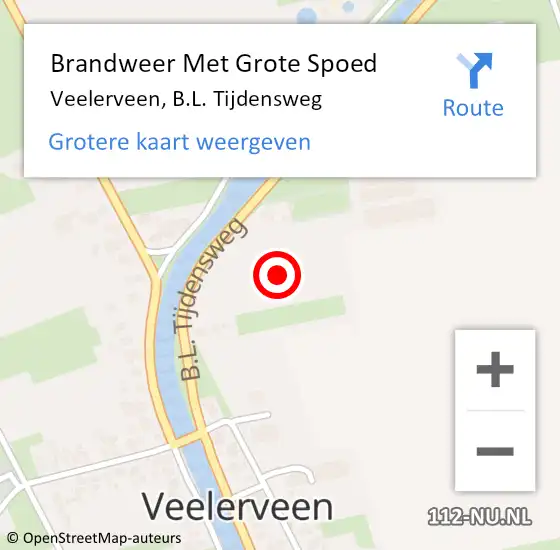 Locatie op kaart van de 112 melding: Brandweer Met Grote Spoed Naar Veelerveen, B.L. Tijdensweg op 2 november 2021 18:30