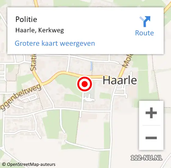 Locatie op kaart van de 112 melding: Politie Haarle, Kerkweg op 2 november 2021 18:50