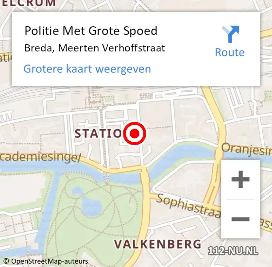 Locatie op kaart van de 112 melding: Politie Met Grote Spoed Naar Breda, Meerten Verhoffstraat op 2 november 2021 19:47