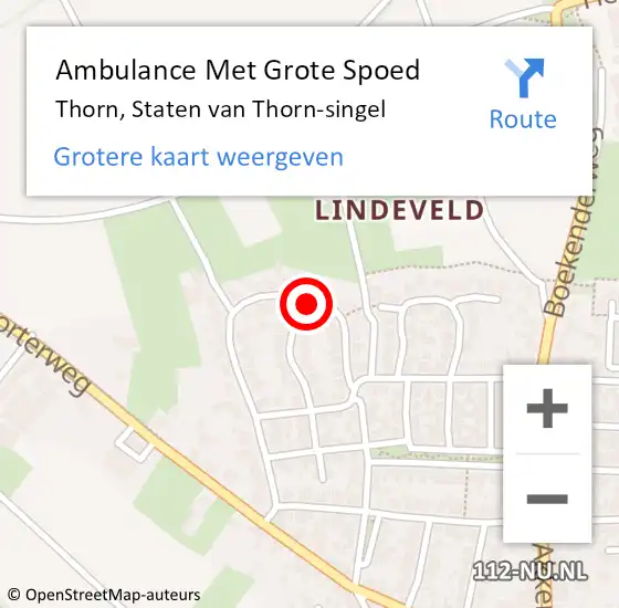 Locatie op kaart van de 112 melding: Ambulance Met Grote Spoed Naar Thorn, Staten van Thorn-singel op 2 november 2021 19:51