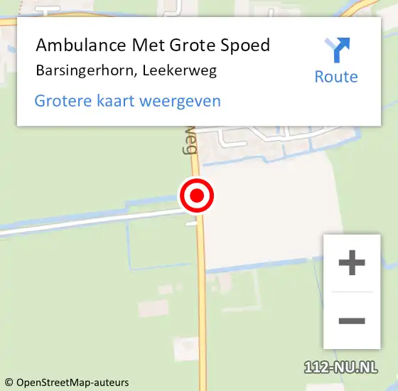 Locatie op kaart van de 112 melding: Ambulance Met Grote Spoed Naar Barsingerhorn, Leekerweg op 2 november 2021 20:31