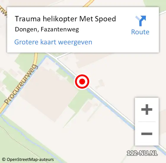 Locatie op kaart van de 112 melding: Trauma helikopter Met Spoed Naar Dongen, Fazantenweg op 3 november 2021 07:02