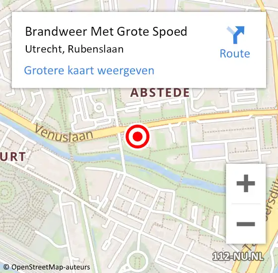 Locatie op kaart van de 112 melding: Brandweer Met Grote Spoed Naar Utrecht, Rubenslaan op 3 november 2021 07:44