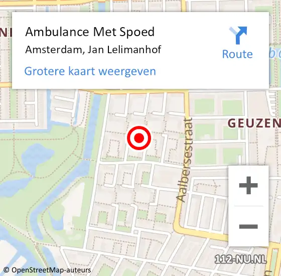 Locatie op kaart van de 112 melding: Ambulance Met Spoed Naar Amsterdam, Jan Lelimanhof op 3 november 2021 13:14