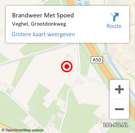 Locatie op kaart van de 112 melding: Brandweer Met Spoed Naar Veghel, Grootdonkweg op 3 november 2021 14:23