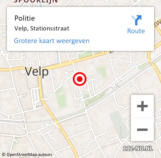Locatie op kaart van de 112 melding: Politie Velp, Stationsstraat op 3 november 2021 15:32