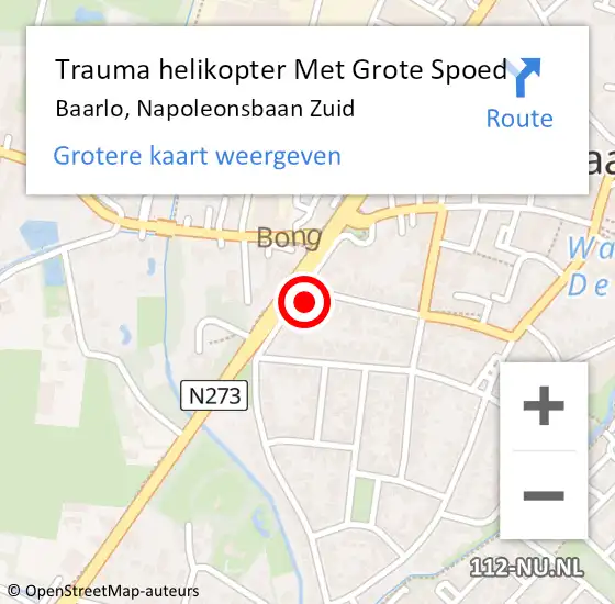 Locatie op kaart van de 112 melding: Trauma helikopter Met Grote Spoed Naar Baarlo, Napoleonsbaan Zuid op 3 november 2021 15:52