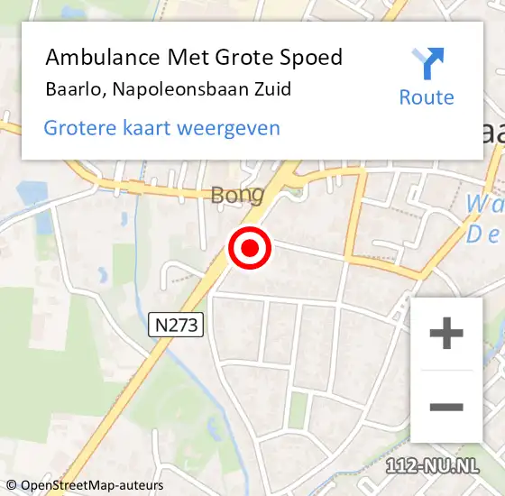 Locatie op kaart van de 112 melding: Ambulance Met Grote Spoed Naar Baarlo, Napoleonsbaan Zuid op 3 november 2021 15:58