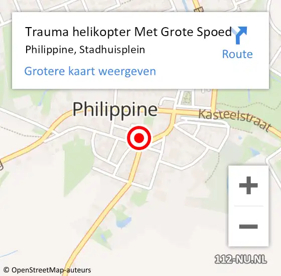 Locatie op kaart van de 112 melding: Trauma helikopter Met Grote Spoed Naar Philippine, Stadhuisplein op 3 november 2021 18:02