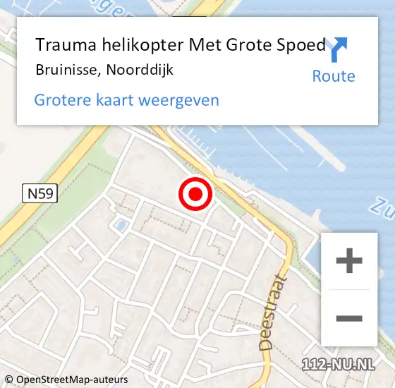 Locatie op kaart van de 112 melding: Trauma helikopter Met Grote Spoed Naar Bruinisse, Noorddijk op 3 november 2021 20:28