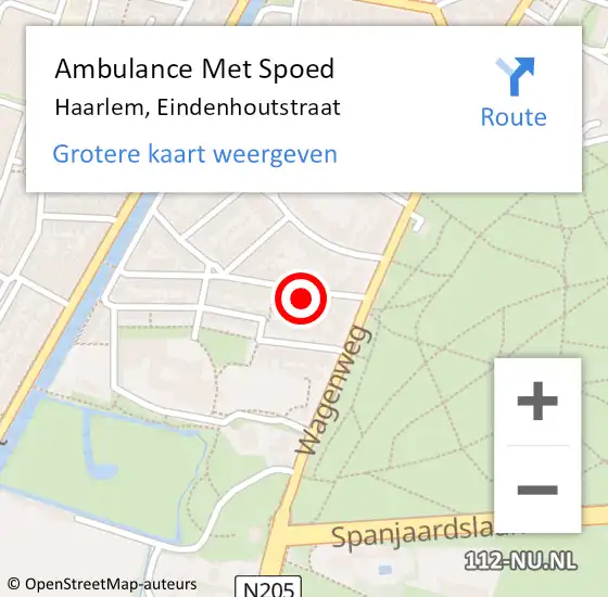 Locatie op kaart van de 112 melding: Ambulance Met Spoed Naar Haarlem, Eindenhoutstraat op 3 november 2021 21:47