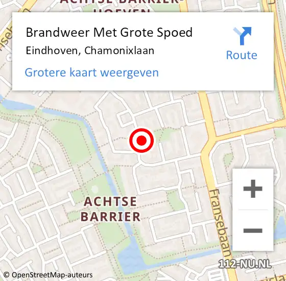 Locatie op kaart van de 112 melding: Brandweer Met Grote Spoed Naar Eindhoven, Chamonixlaan op 3 november 2021 22:30