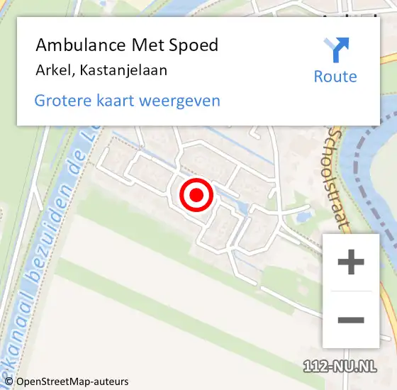 Locatie op kaart van de 112 melding: Ambulance Met Spoed Naar Arkel, Kastanjelaan op 3 november 2021 22:42