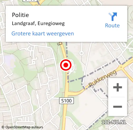 Locatie op kaart van de 112 melding: Politie Landgraaf, Euregioweg op 4 november 2021 00:07