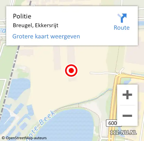 Locatie op kaart van de 112 melding: Politie Breugel, Ekkersrijt op 4 november 2021 08:14