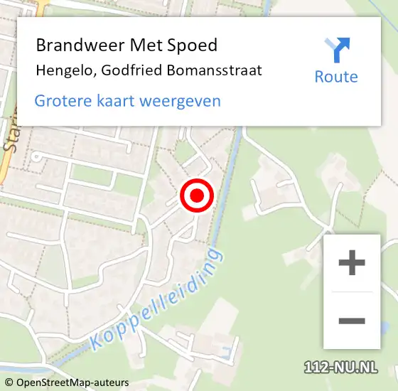 Locatie op kaart van de 112 melding: Brandweer Met Spoed Naar Hengelo, Godfried Bomansstraat op 4 november 2021 09:22