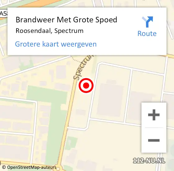 Locatie op kaart van de 112 melding: Brandweer Met Grote Spoed Naar Roosendaal, Spectrum op 4 november 2021 12:54