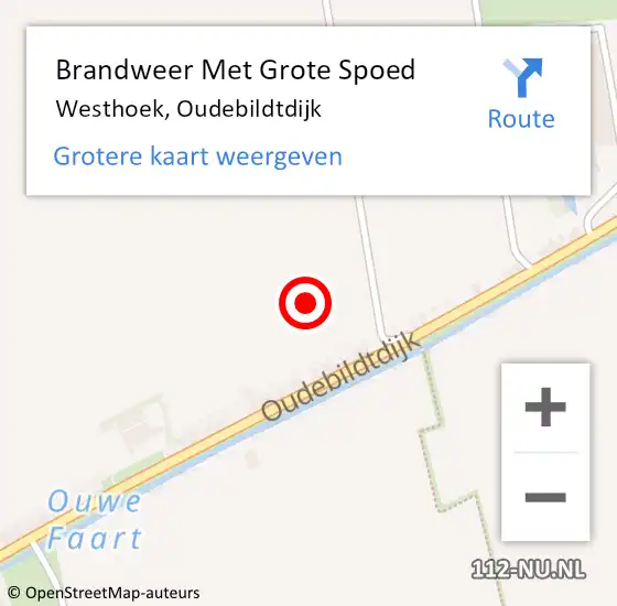 Locatie op kaart van de 112 melding: Brandweer Met Grote Spoed Naar Westhoek, Oudebildtdijk op 4 november 2021 13:11