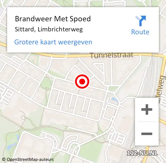Locatie op kaart van de 112 melding: Brandweer Met Spoed Naar Sittard, Limbrichterweg op 4 november 2021 16:58
