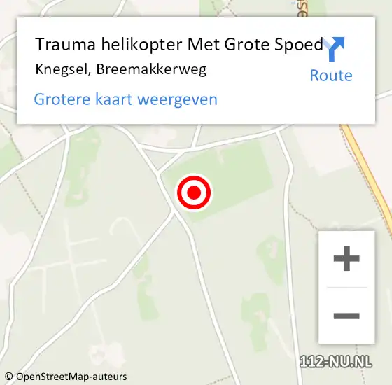 Locatie op kaart van de 112 melding: Trauma helikopter Met Grote Spoed Naar Knegsel, Breemakkerweg op 4 november 2021 19:11