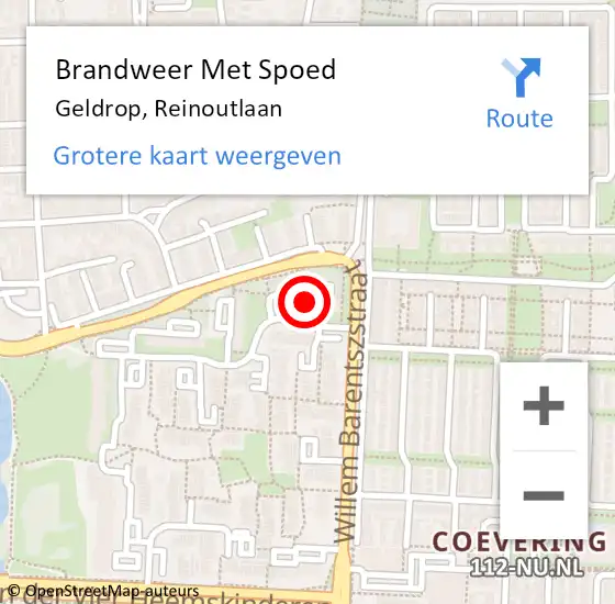 Locatie op kaart van de 112 melding: Brandweer Met Spoed Naar Geldrop, Reinoutlaan op 4 november 2021 20:46